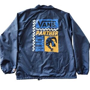Vans x Marvel Black Panther nylon Jacket Windbreaker Navy Blue Mens Medium